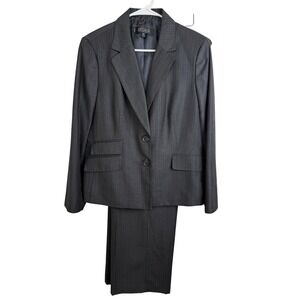 Kasper Petite Gray Pinstripe 2 Button Pant Suit Set 14P Career Office Preppy